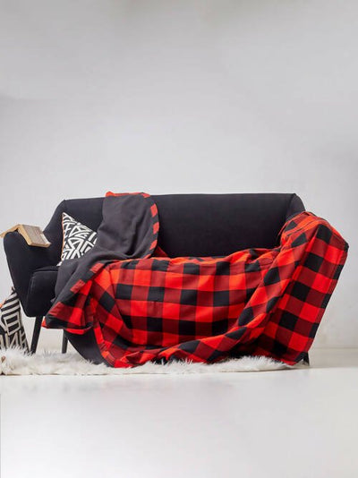 Pink Hippo Maasai Fleece Blanket - Red/Black - Shopzetu