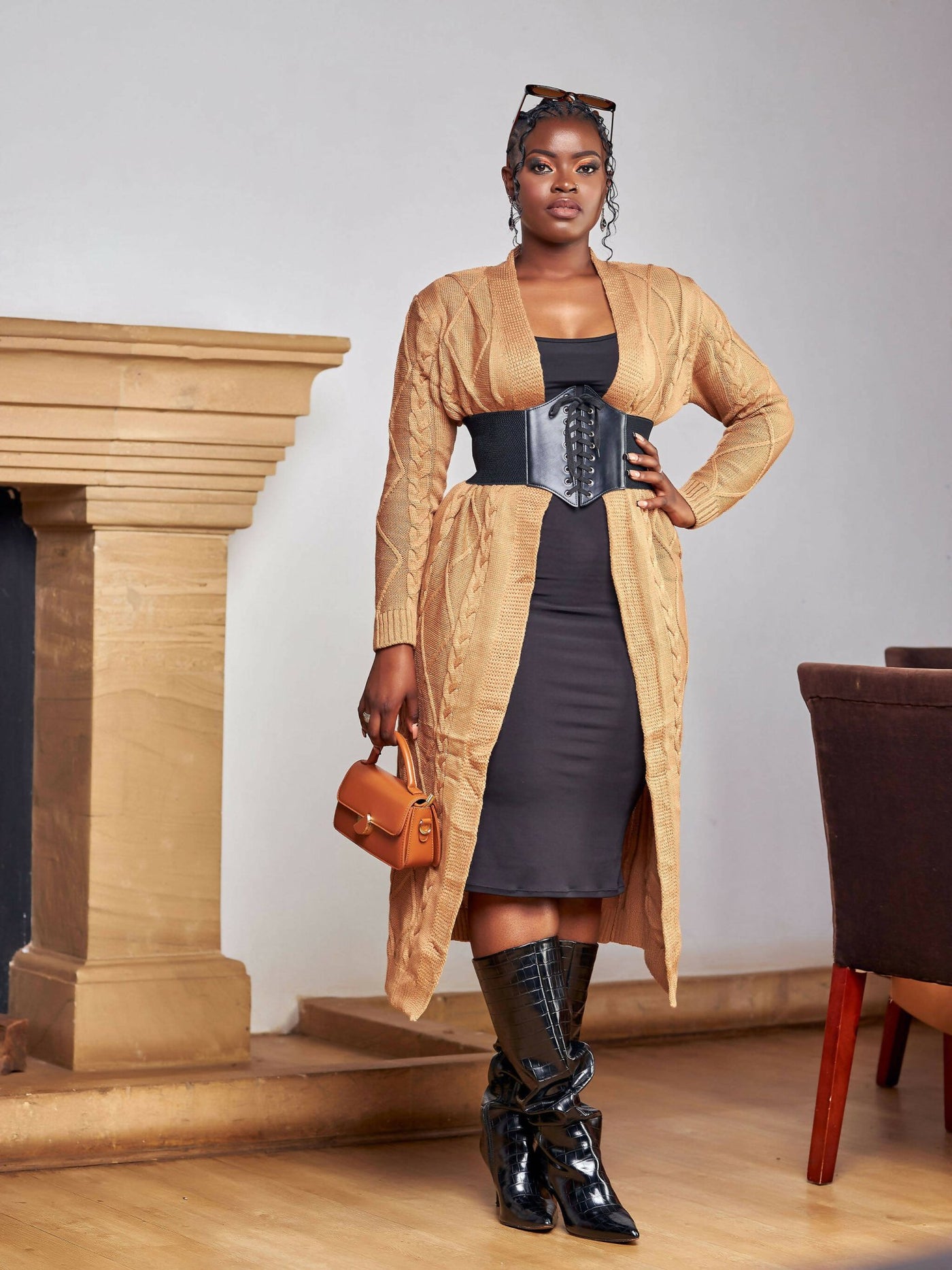 The Fashion Frenzy Maxi Waterfall - Khaki - Shopzetu