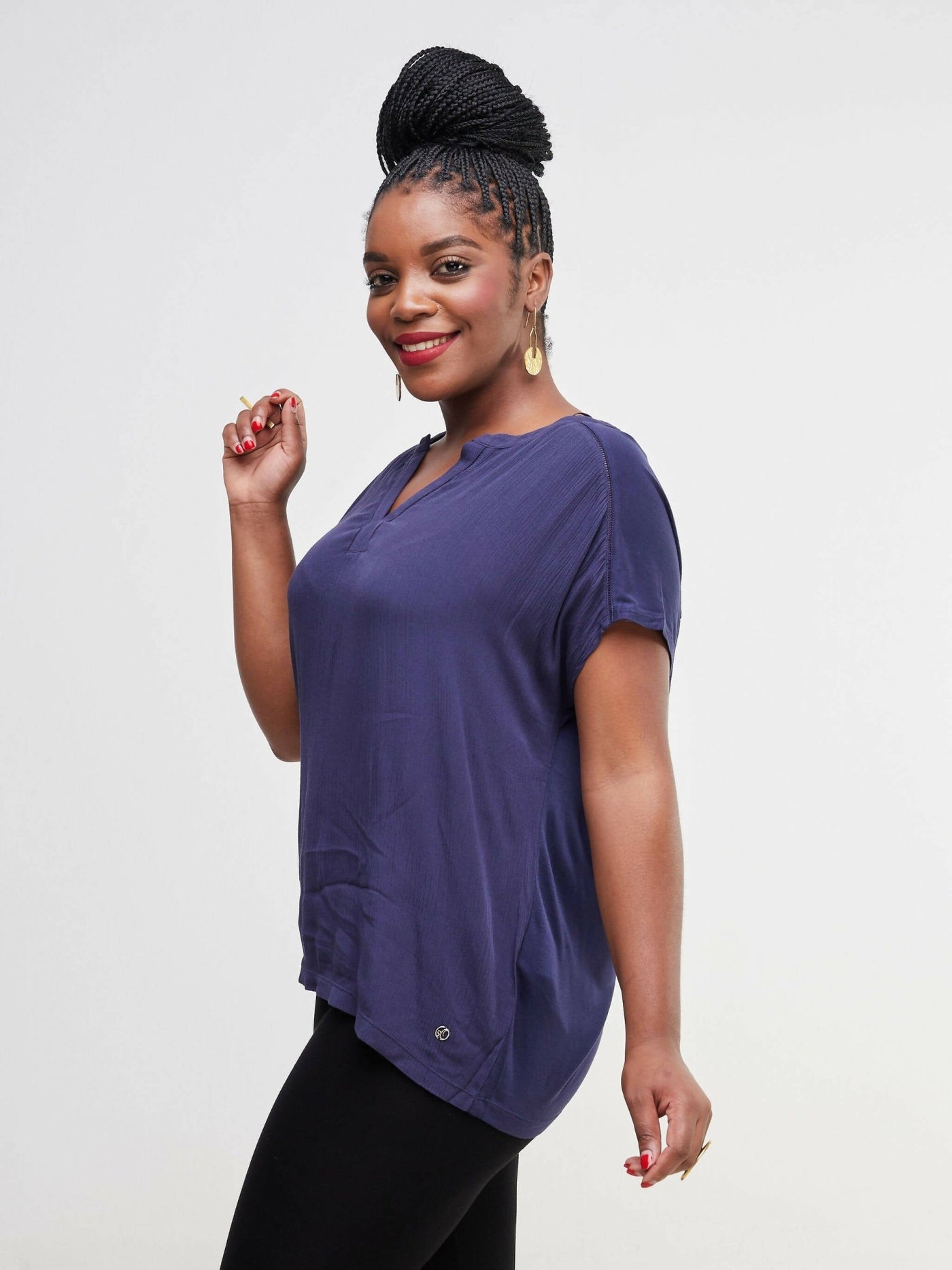 Valuespot Jersey Shirt With Crepe Front - Dark Blue - Shopzetu