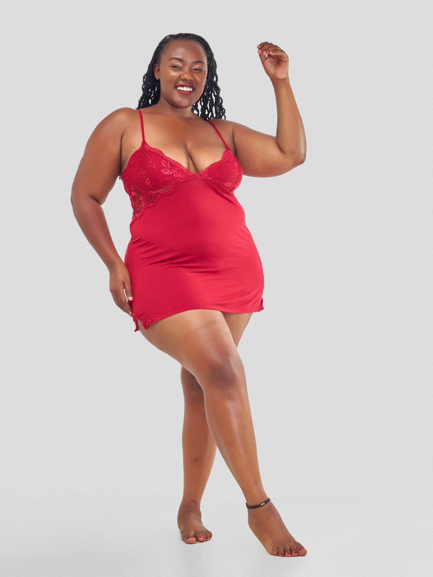 Intimates Kenya Backless Stretchy Modal Nightdress with G String - Red - Shopzetu