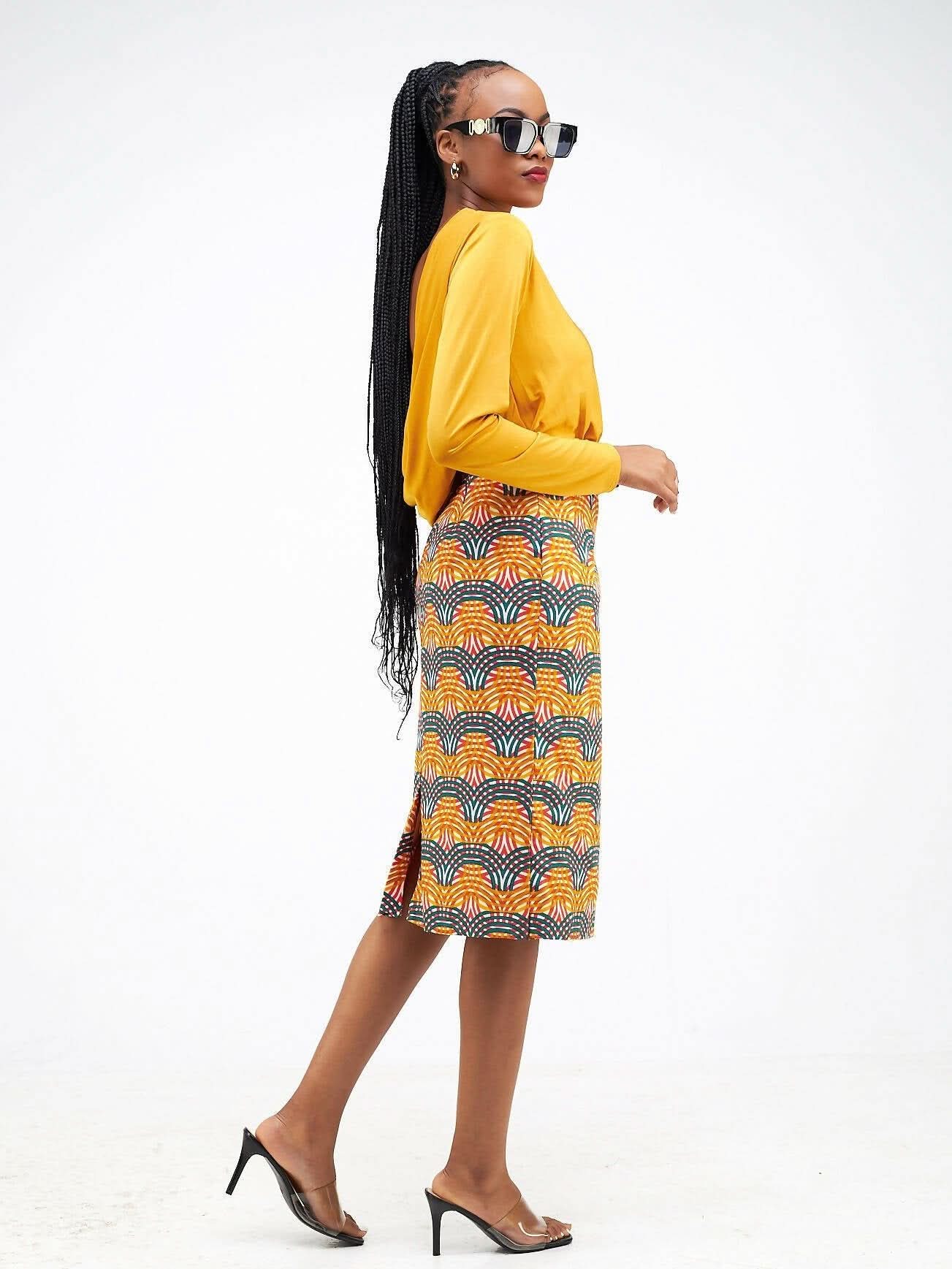 Simbaress Ankara Mix Kajumba Dress - Orange - Shopzetu