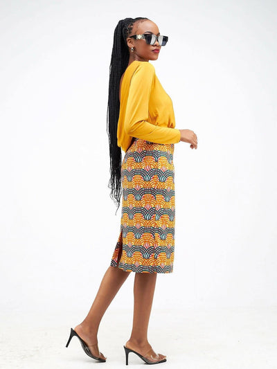 Simbaress Ankara Mix Kajumba Dress - Orange - Shopzetu