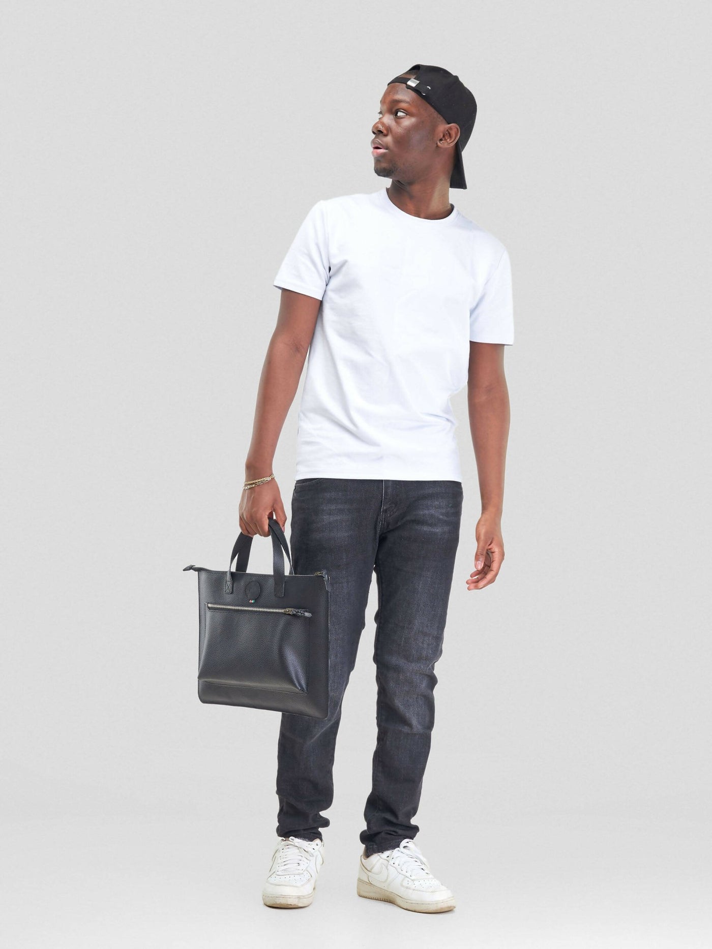 Mubi Leather Kifaru Leather Laptop Bag - Black - Shopzetu