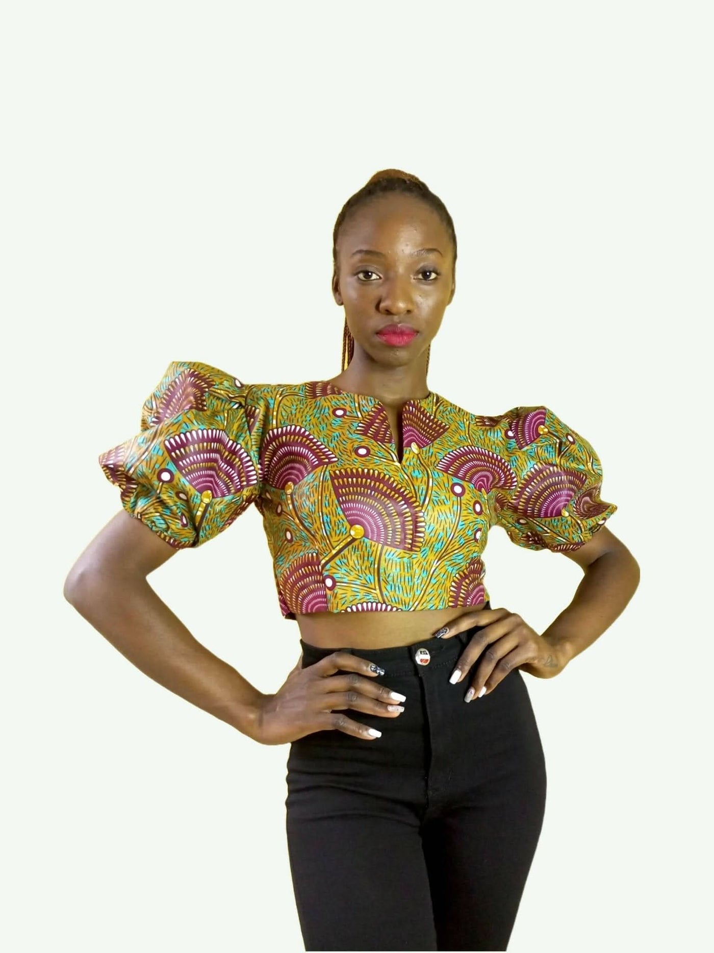 Da'joy Fashions Davina Ankara Top - Brown - Shopzetu