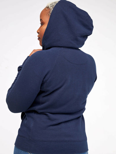 Hessed Zip Up Unisex Hoodies - Navy - Shopzetu