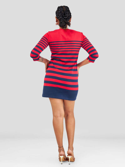 Hessed Short Sleeved Dress - Red - Shopzetu