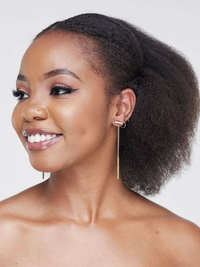 The M Collective Short Bar Brass Earrings - Gold - Shopzetu