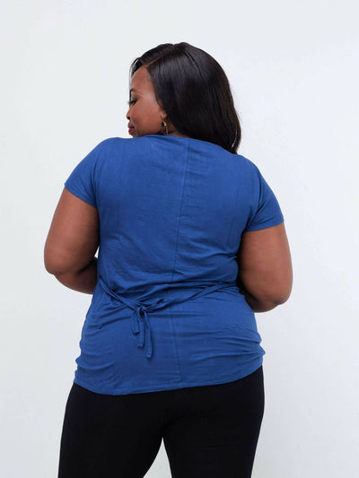 Hessed Short Sleeved Top - Blue - Shopzetu
