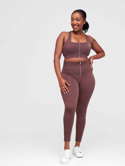 Fabtive Bella Sleeveless Set - Brown - Shopzetu