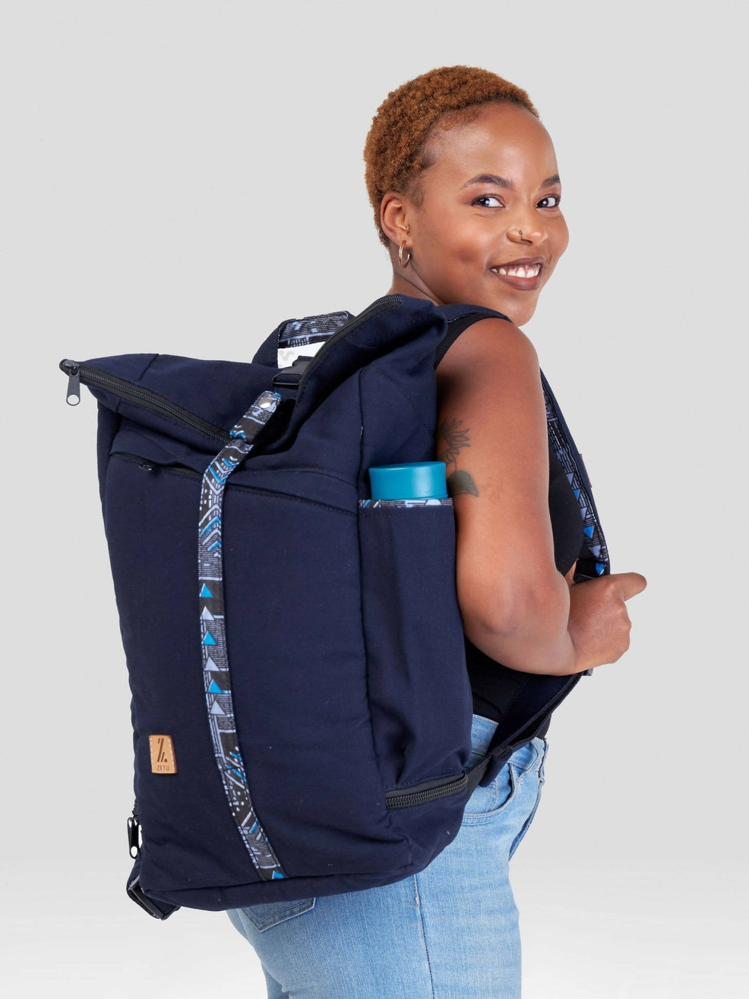Zetu Africa Canvas Laptop Bag - Navy Blue - Shopzetu
