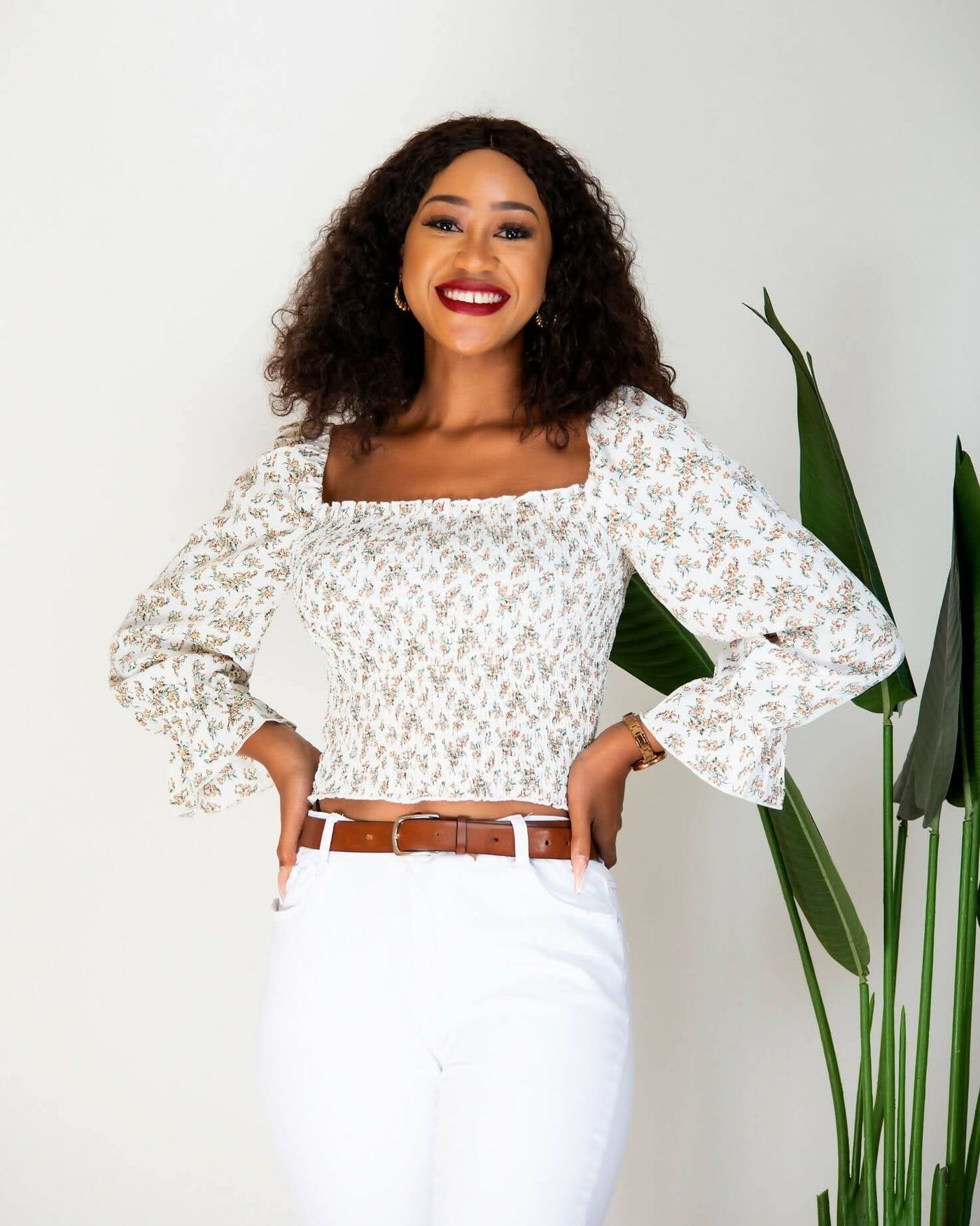 WSC Pambo Nalani Zephie Long Sleeve Crop Top - White - Shopzetu