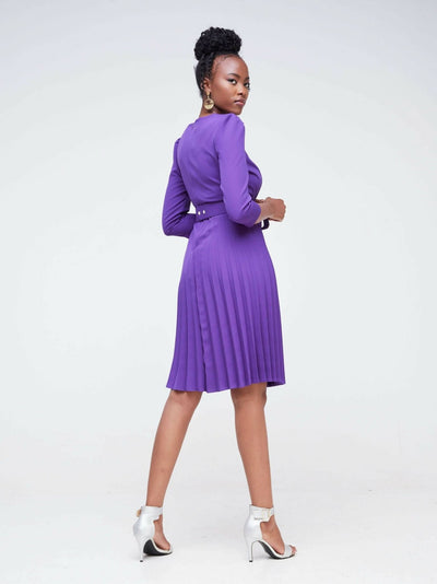 The Fashion Frenzy Pleated Skater - Purple - Shopzetu