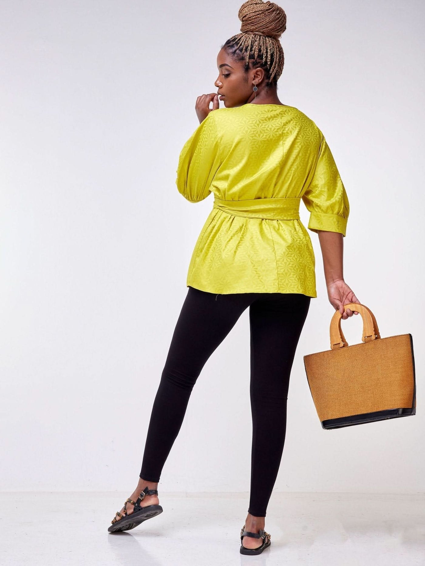 Safari Mara Wide Bishop Sleeve Top - Yellow - Shopzetu