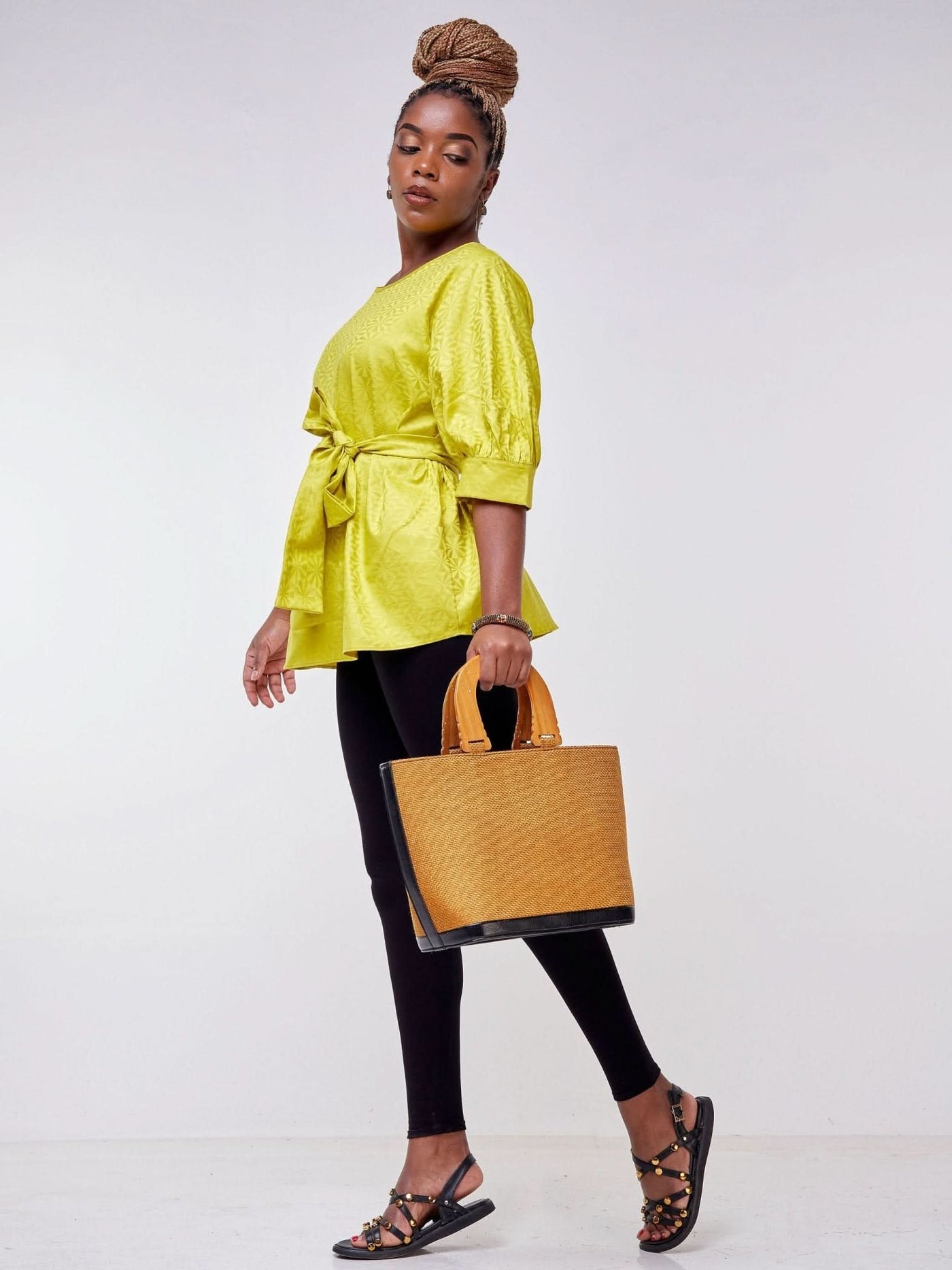 Safari Mara Wide Bishop Sleeve Top - Yellow - Shopzetu