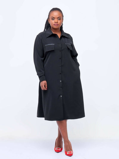 Salok Akini Shirt Dress- Black - Shop Zetu Kenya