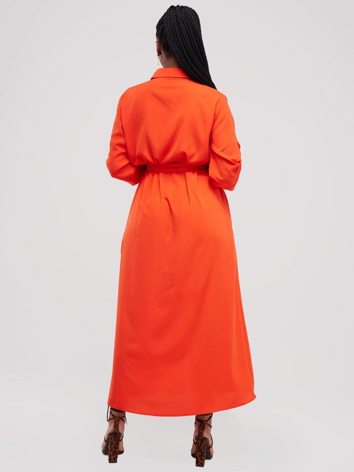 Salok Rave Shirt Dress - Orange - Shopzetu