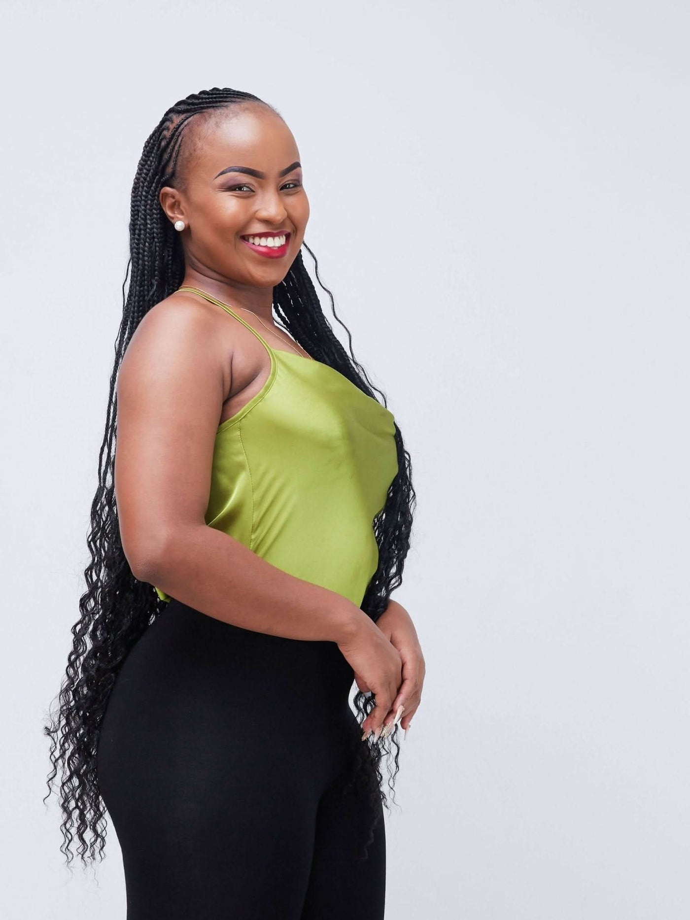 Signature The Brand One Shoulder Satin Bodysuit - Green - Shopzetu