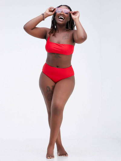 Shells Attic Two Piece Swimwear - Red - Shop Zetu Kenya