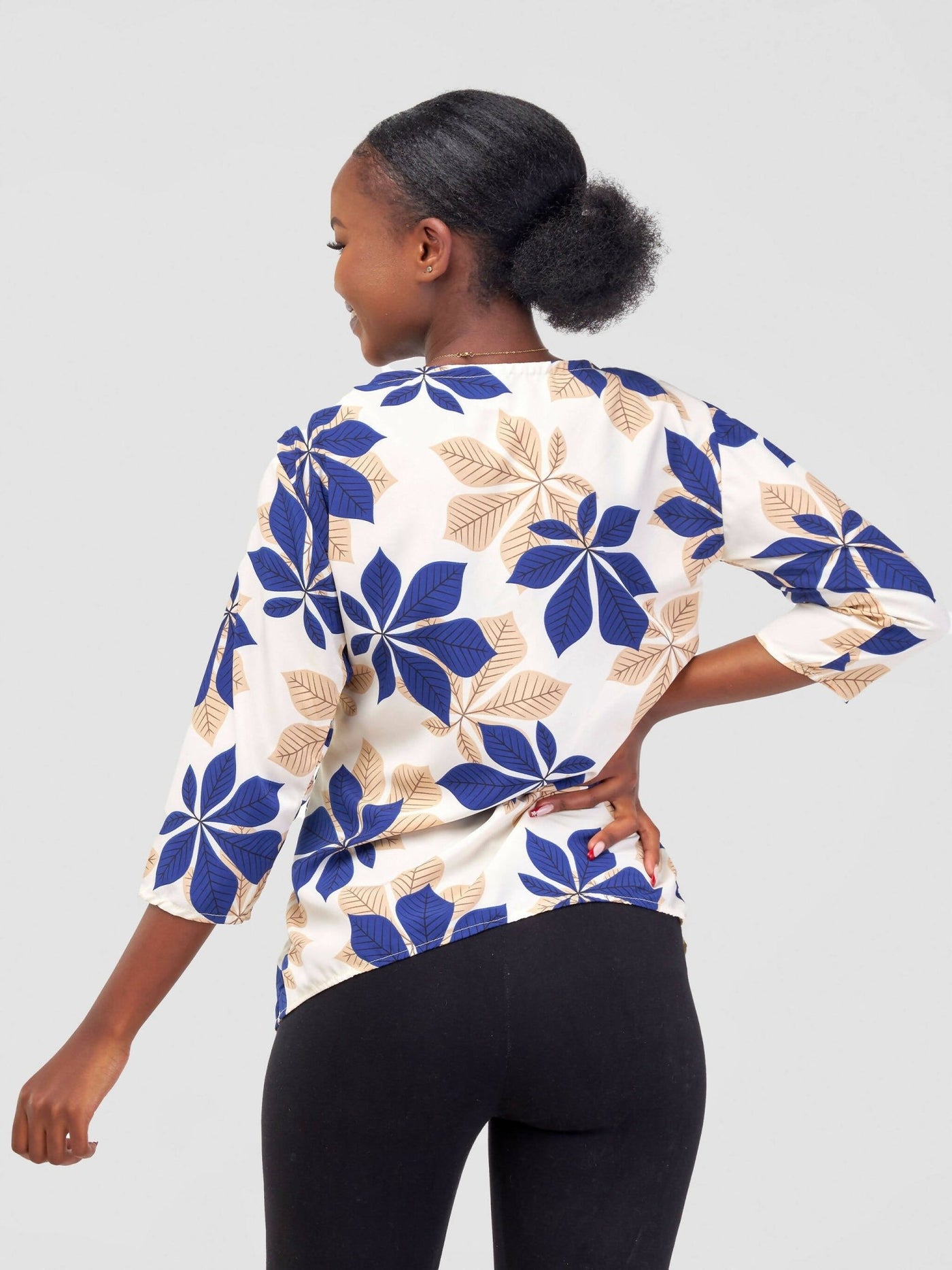 Timyt Urban Wear- Flora Chic Quarter Sleeved Top - Floral - Shopzetu