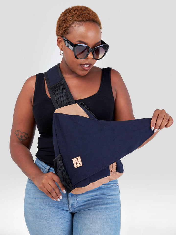 Zetu Africa Slingbag Crossbag - Navy Blue - Shopzetu