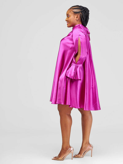 Jolly Fancy Wear Silky Shift Dress - Pink - Shopzetu