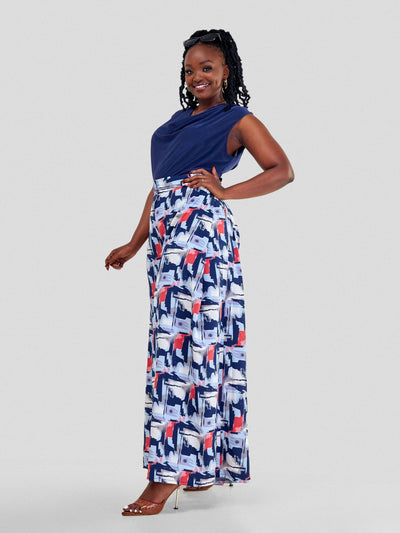 Curves BD Sleeveless Cowl Top - Navy Blue - Shopzetu
