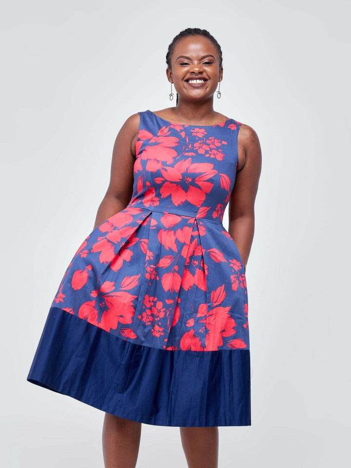 The Fashion Frenzy Cotton Skater – Navy / Red - Shop Zetu Kenya