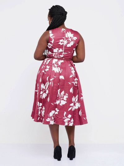 The Fashion Frenzy Floral Skater - Maroon - Shop Zetu Kenya