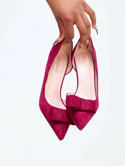 The Fashion Frenzy Kitten Heel Pump - Maroon - Shopzetu