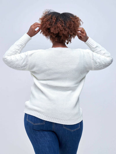 The Fashion Frenzy Round Neck Pullover - White - Shopzetu