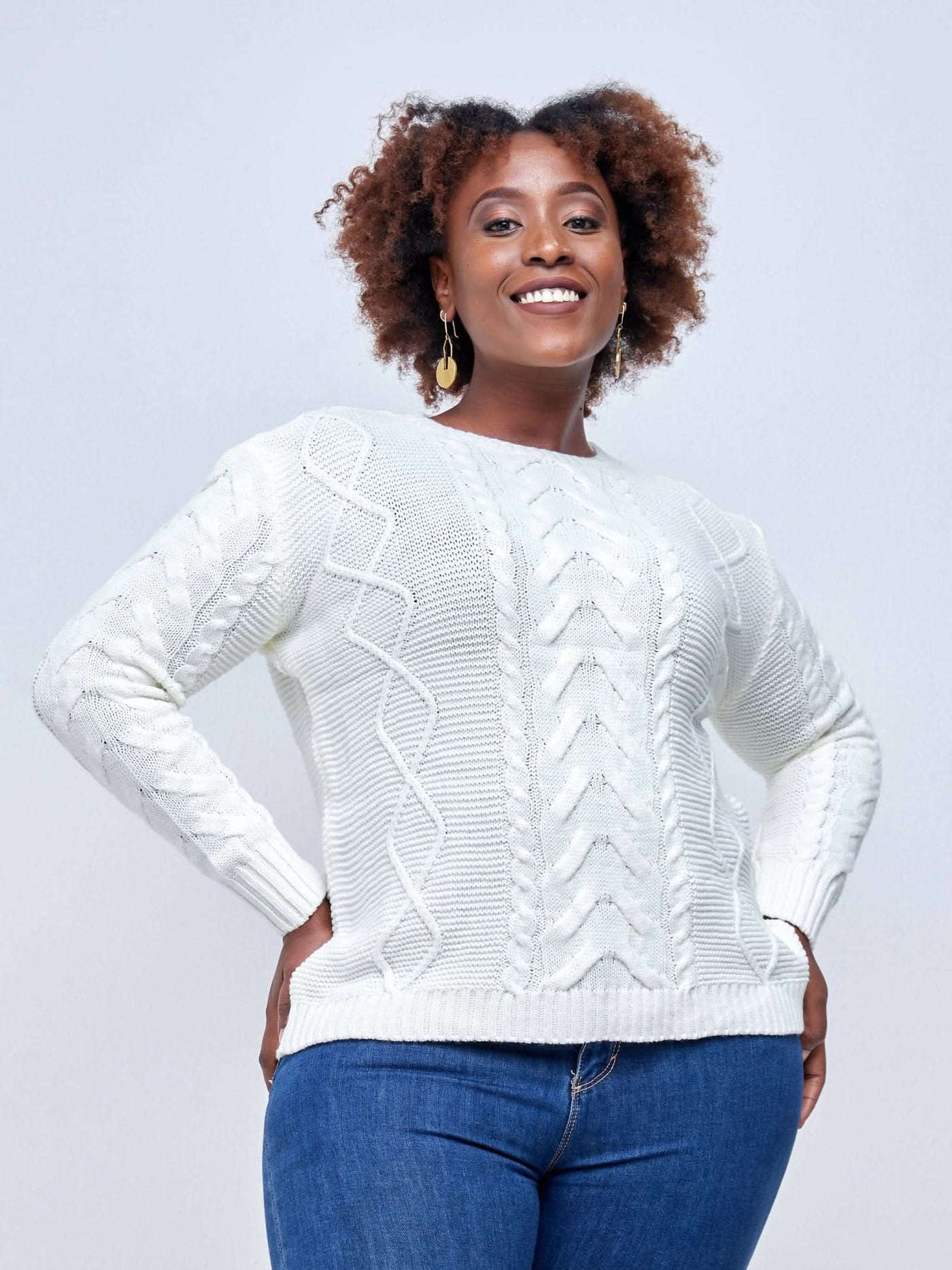 The Fashion Frenzy Round Neck Pullover - White - Shopzetu