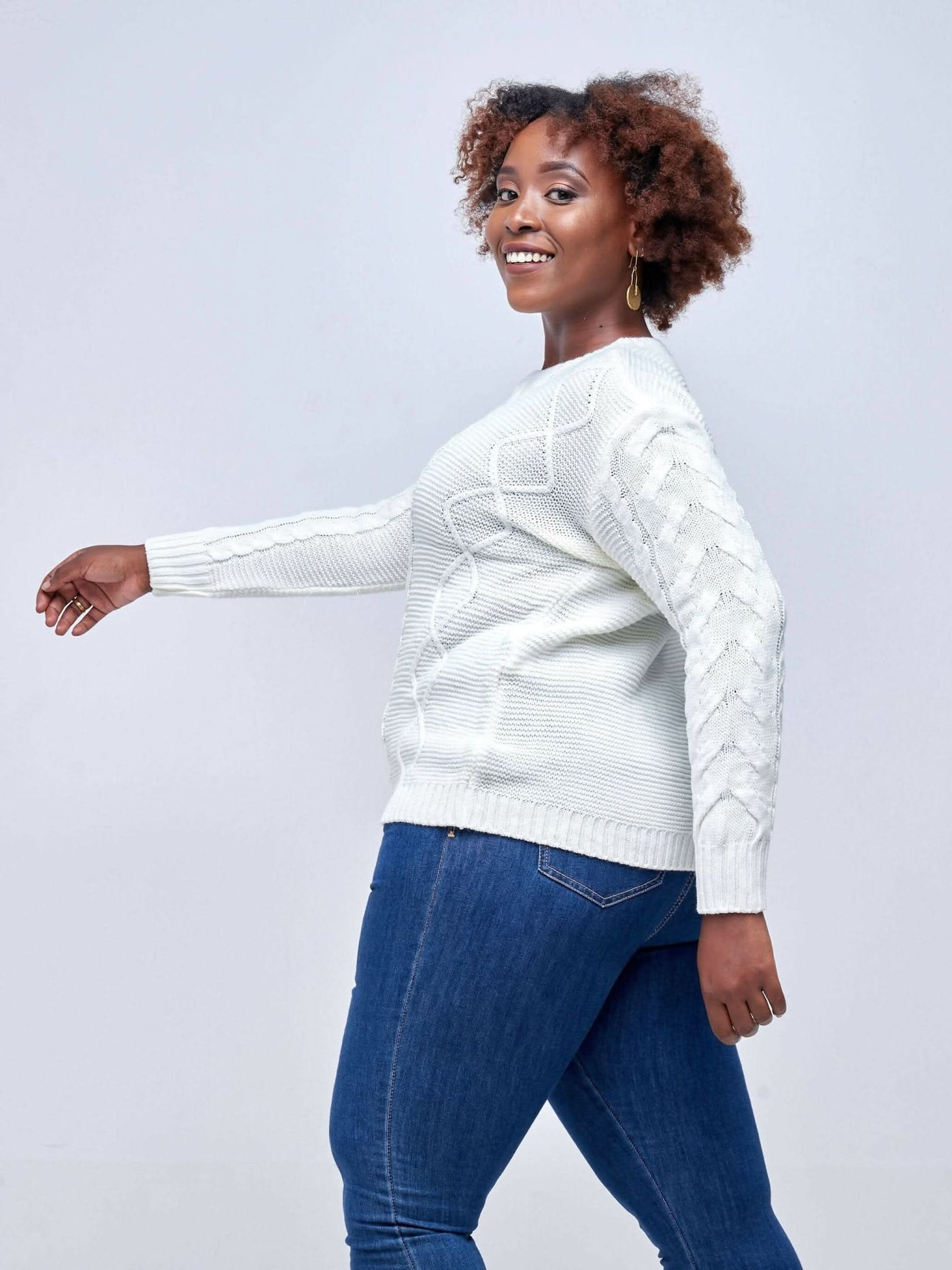 The Fashion Frenzy Round Neck Pullover - White - Shopzetu