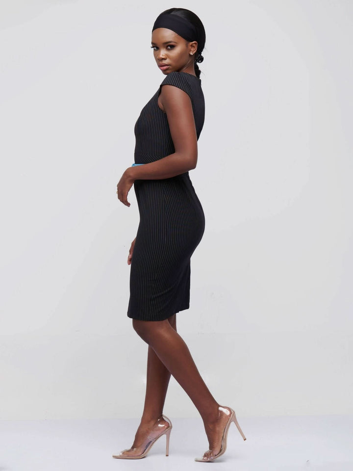 The Fashion Frenzy Stripped Pencil Dress - Black - Shop Zetu Kenya