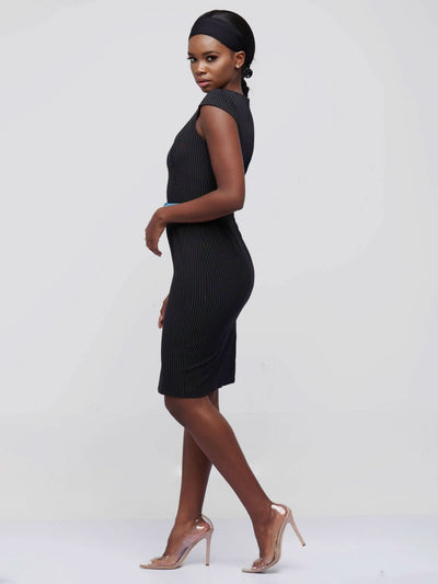 The Fashion Frenzy Stripped Pencil Dress - Black - Shop Zetu Kenya