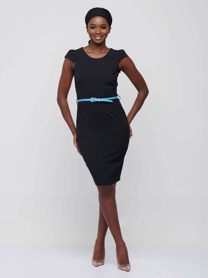 The Fashion Frenzy Stripped Pencil Dress - Black - Shop Zetu Kenya