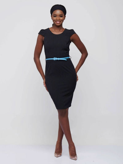 The Fashion Frenzy Stripped Pencil Dress - Black - Shop Zetu Kenya