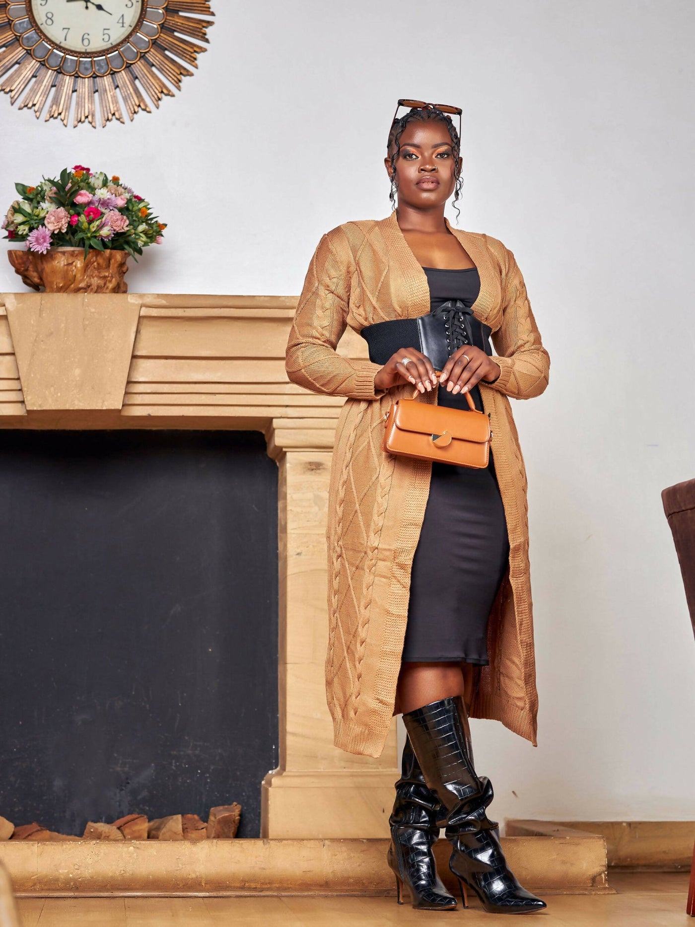The Fashion Frenzy Maxi Waterfall - Khaki - Shopzetu