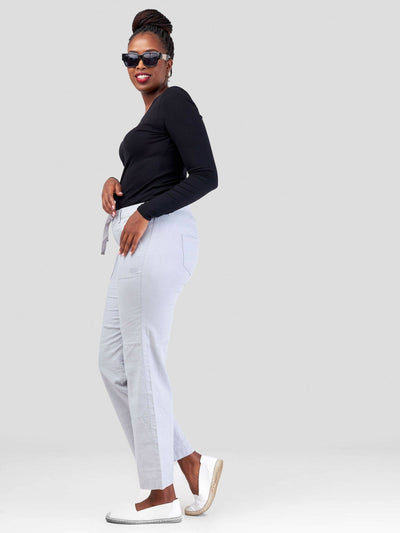 Valuespot Linen Blend Pants - Grey - Shopzetu