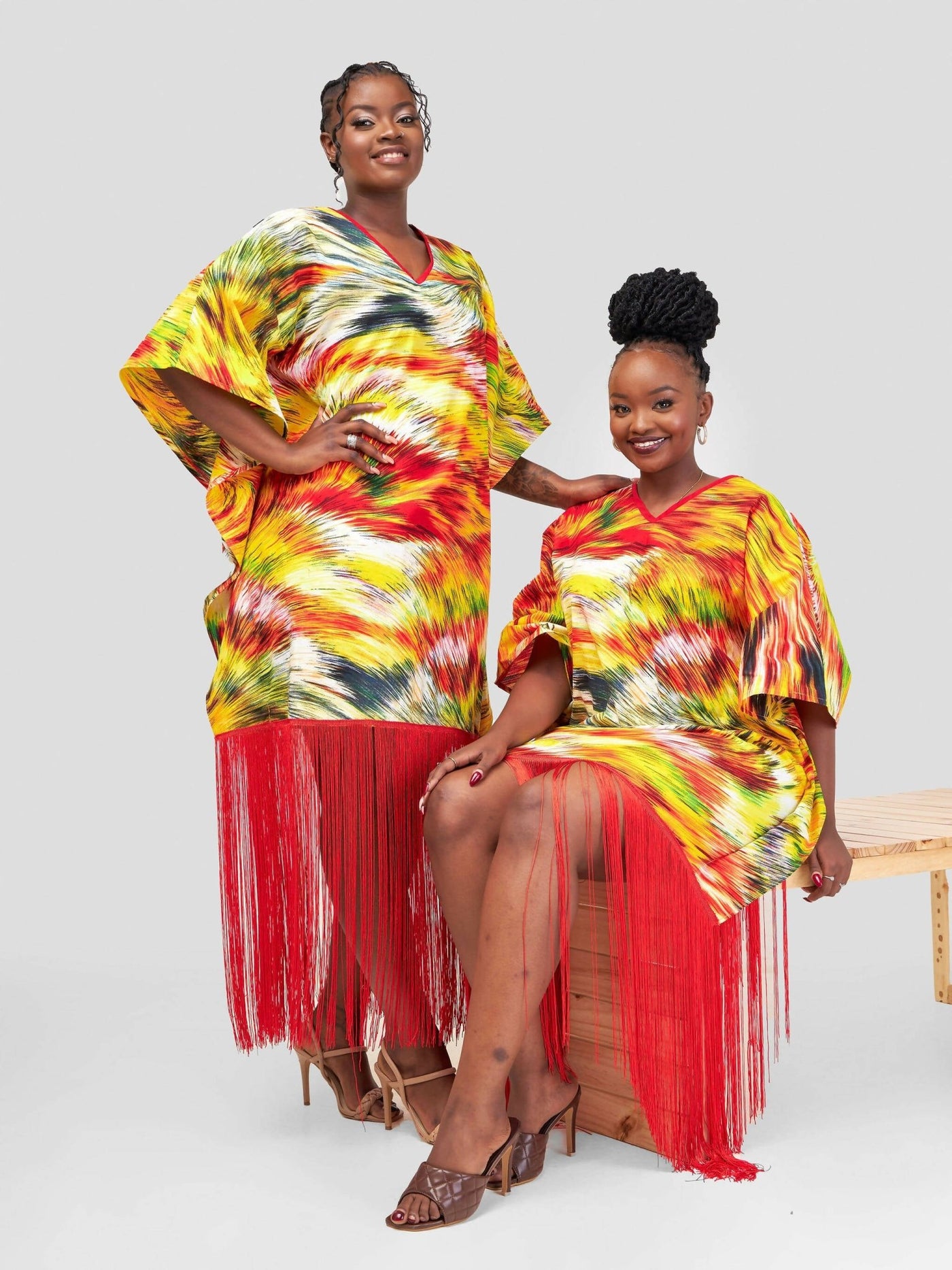 Izulu Mapia Kaftan Dress - Red - Shopzetu