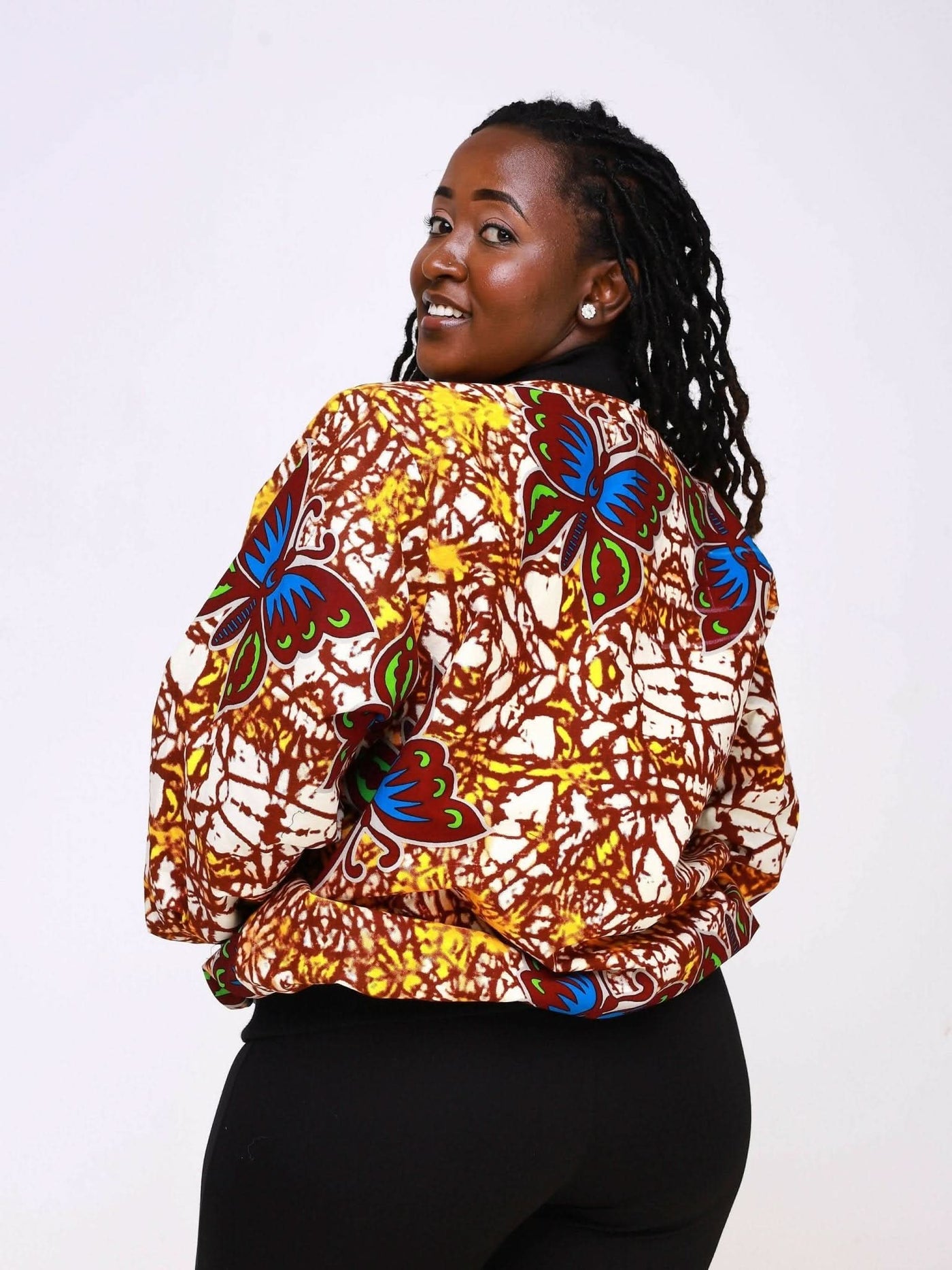 Ancestral House Nef Africanprint Bomber - Brown - Shopzetu