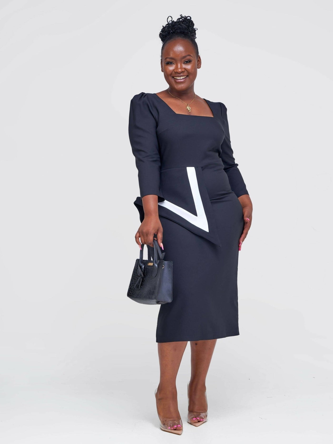 The Fashion Frenzy Side Peplum Dress - Black - Shopzetu