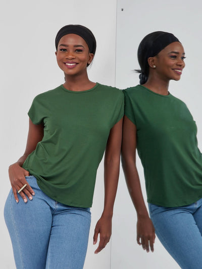 Vivo Basic Drop Shoulder Top - Army Green - Shopzetu