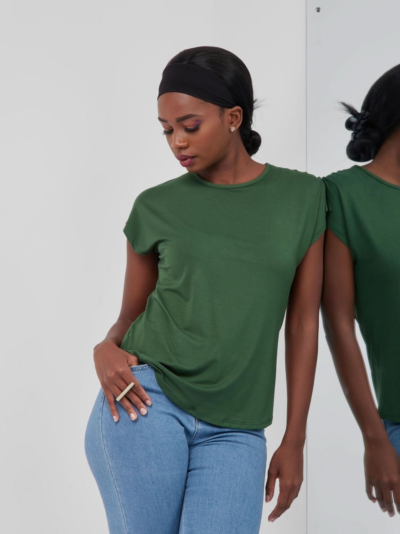 Vivo Basic Drop Shoulder Top - Army Green - Shopzetu