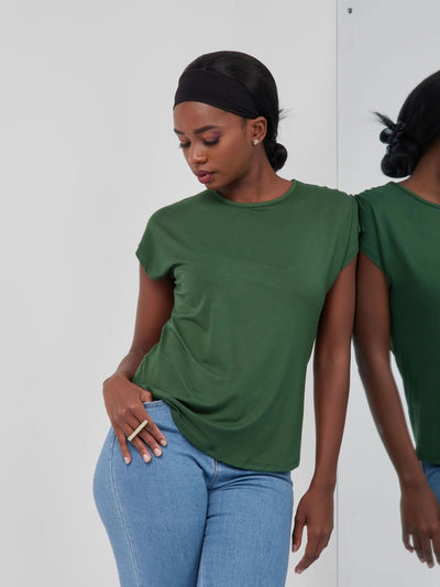 Vivo Basic Drop Shoulder Top - Army Green - Shopzetu