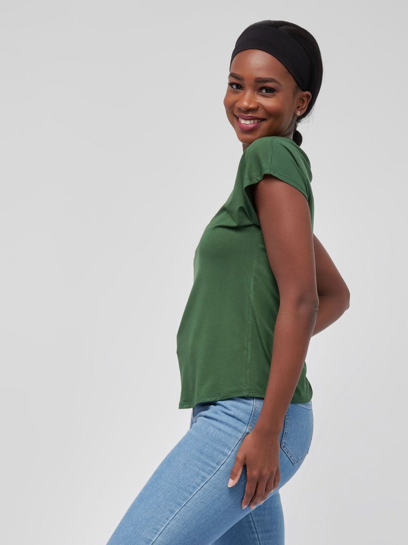 Vivo Basic Drop Shoulder Top - Army Green - Shopzetu