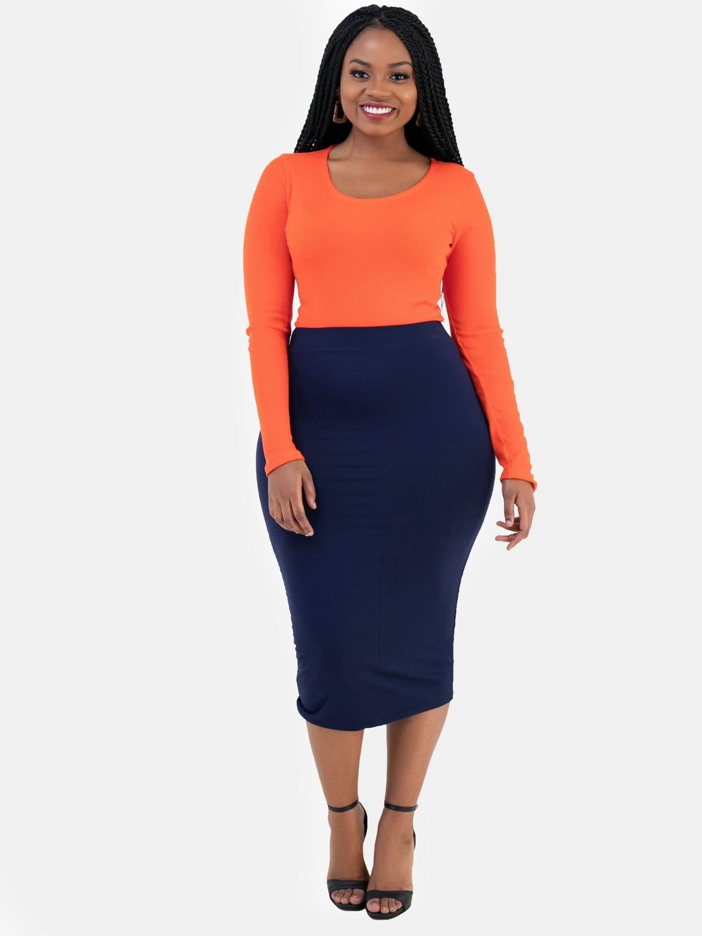 Vivo Basic Lined Capri Skirt - Navy Blue - Shop Zetu Kenya