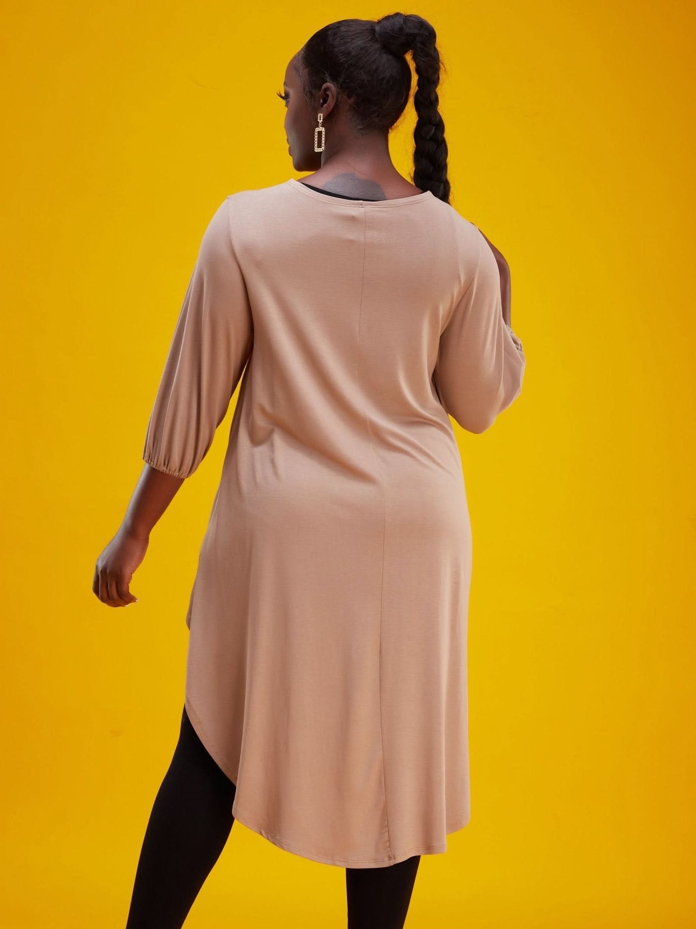 Vivo Basic Nalia High Low Jersey Top - Taupe - Shop Zetu Kenya