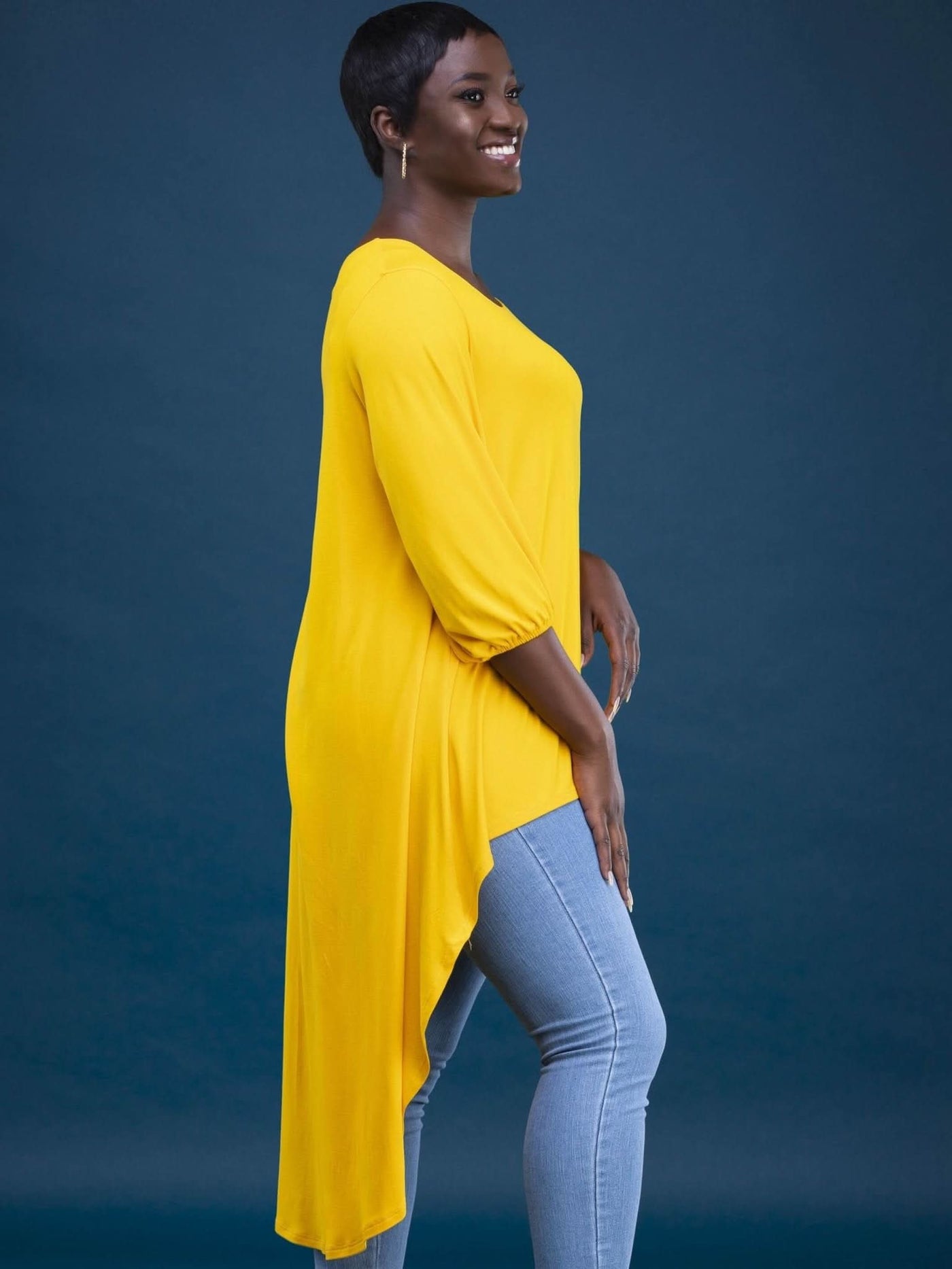 Vivo Basic Nalia High Low Jersey Top - Yellow - Shop Zetu Kenya