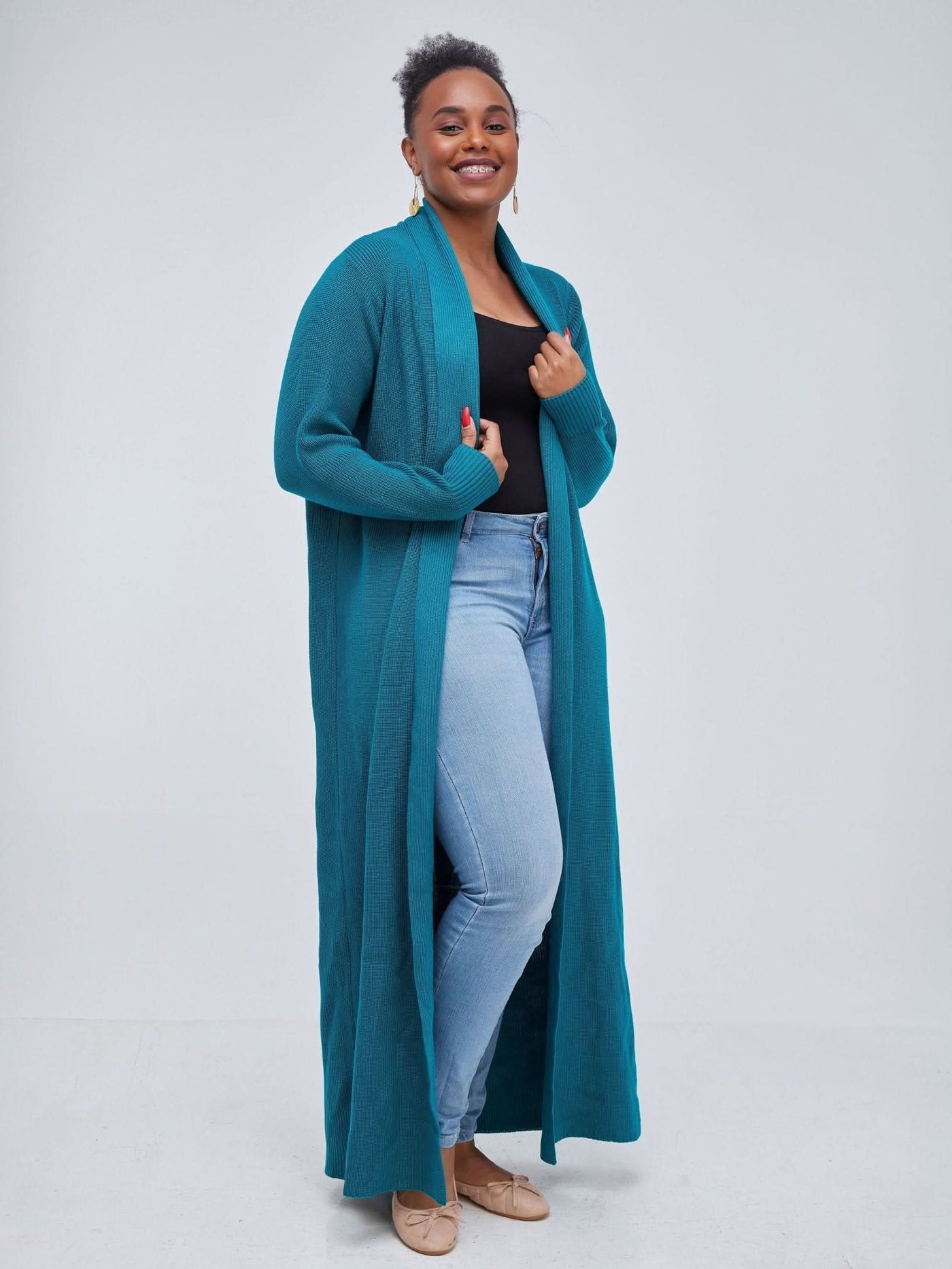 Vivo Long Sleeve Maxi Waterfall - Teal - Shopzetu