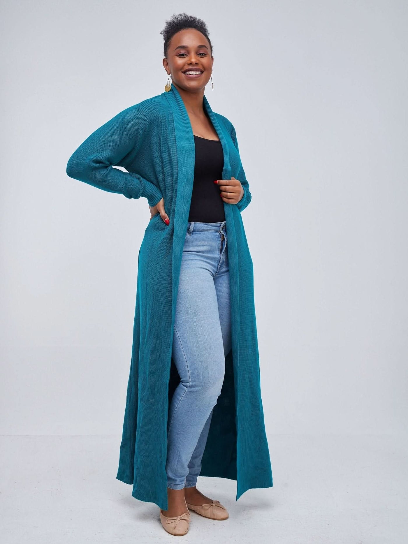 Vivo Long Sleeve Maxi Waterfall - Teal - Shopzetu